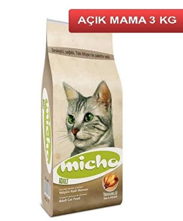 Micho Adult Cat Tavuklu (Hamsi ve Pirinç Eşliğinde) Yetişkin Kedi Maması 3 KG